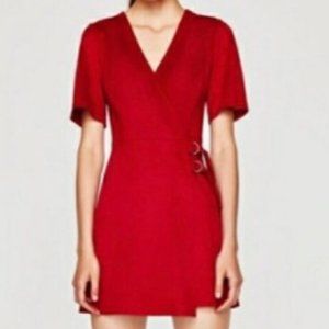 ZARA TRAFALUC❣️Faux Suede Wrap Mini Dress XS